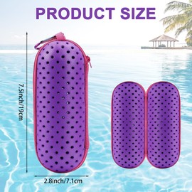IHLOOTD Swimming goggles case with carabiner, swim glasses case, hard case, protective glasses case, unisex, for swimming goggles, sunglasses and sports glasses, purple