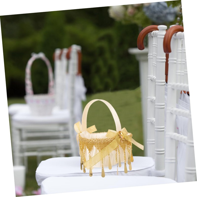 Zerodeko Flower Girl Rattan Basket Chic Wedding Basket for Flower