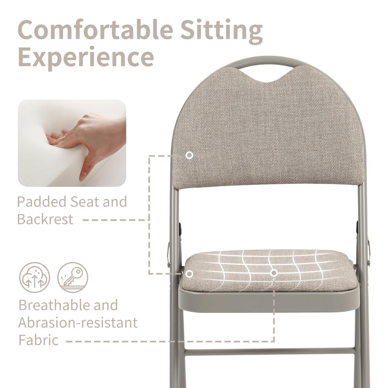 HOMEFUN Folding Chairs with Cushion Padded Folding Chairs 6 Pack