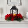 Nearly Natural 15in. Holiday Poinsettia, Pinecone and Greenery with Lantern