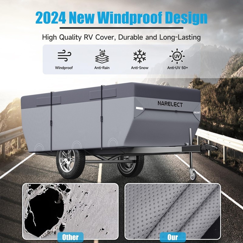 Pop up Camper Cover 12'-14' Tent Trailer Cover 7 Layers