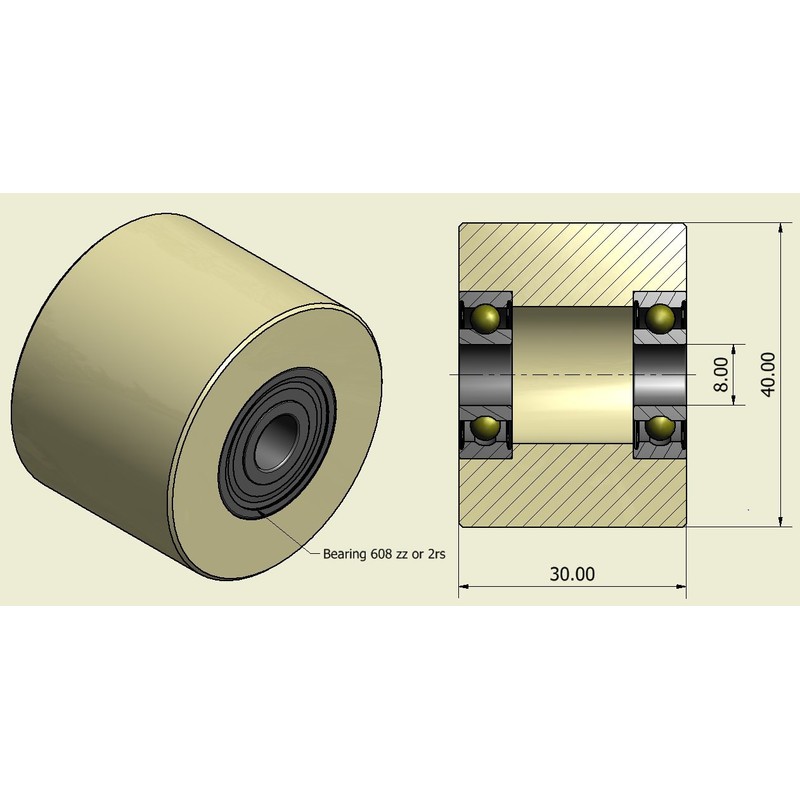 Smart Machines MachinesStück Nylon Polyamide Rollers, 40mm Diameter, 30mm Width,