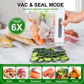 MJYNITE Powerful Handheld Food Vacuum Sealer, Portable Food Saver with Vacuum Bags (Vacuum Sealer Machine + 30 Reusable Vacuum Bags)
