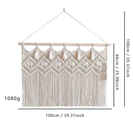 POFEIKTS Macrame Curtains Valance Boho Valances Wall Hanging Treatments Bed Decor for Bedroom Livingroom Kitchen Bathroom Wall Decor Without Stick