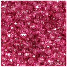 BeadTin Fuchsia Transparent 6mm Faceted Round Craft Beads (750pcs)
