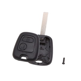 sourcing map 2-button key case protective key fob case with uncut insert, remote control housing replacement for Peugeot 107 207 307