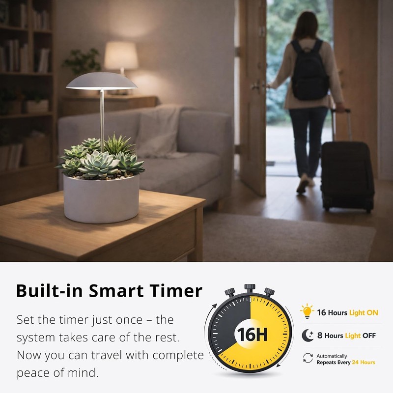 Smart LED Grow Light for Indoor Plants, Programmable Timer and