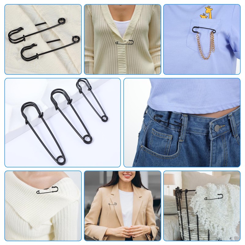 Yuomeaz 30 Stück Sicherheitsnadeln Groß 5/6/7 cm Safety Pins, Sicherheitsnadeln