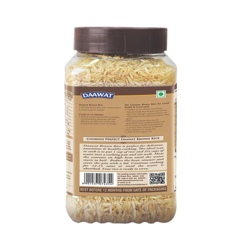 Daawat Brown Basmati Rice, 1kg, Jar