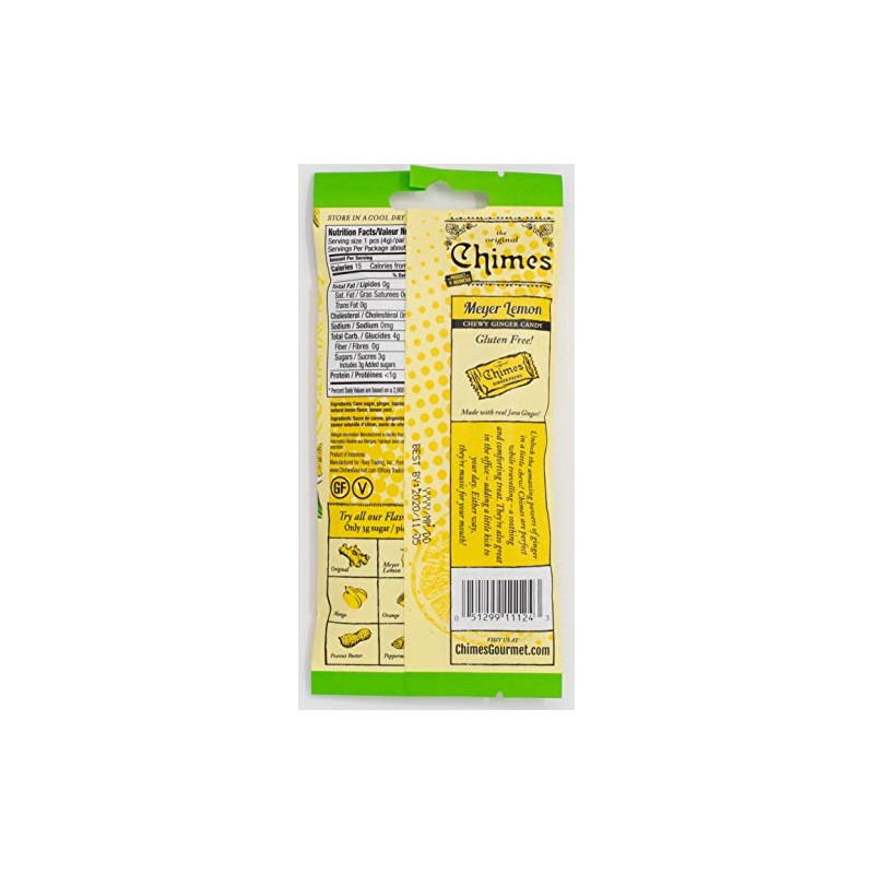 Chimes Meyer Lemon Ginger Chews, 1.5 Ounce (Pack of 12)