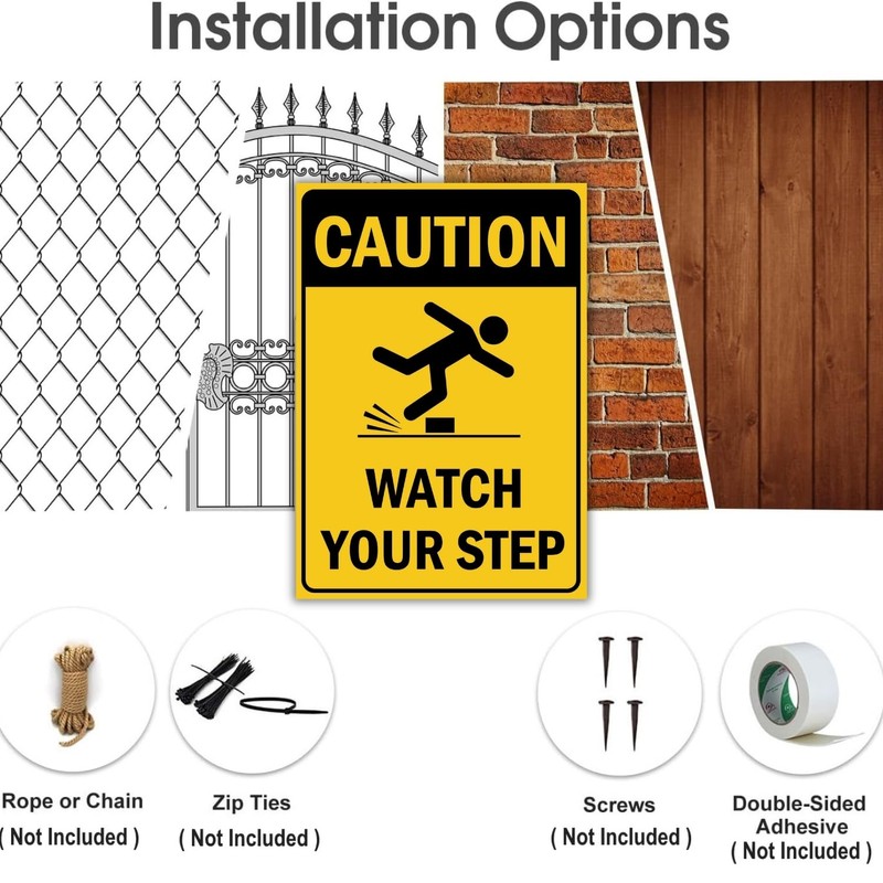 Berpahome (2 Pack) Caution Watch Your Step Signs, 10 x