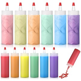 DIY Sidewalk Chalk Paint Kit for Kids Non Toxic Paint Washable Powdered Chalks with Plastic Squeeze Bottle Mix in Water 6 Vibrant Colors for Creative Sidewalk and Chalkboard Fun(6 Packs)