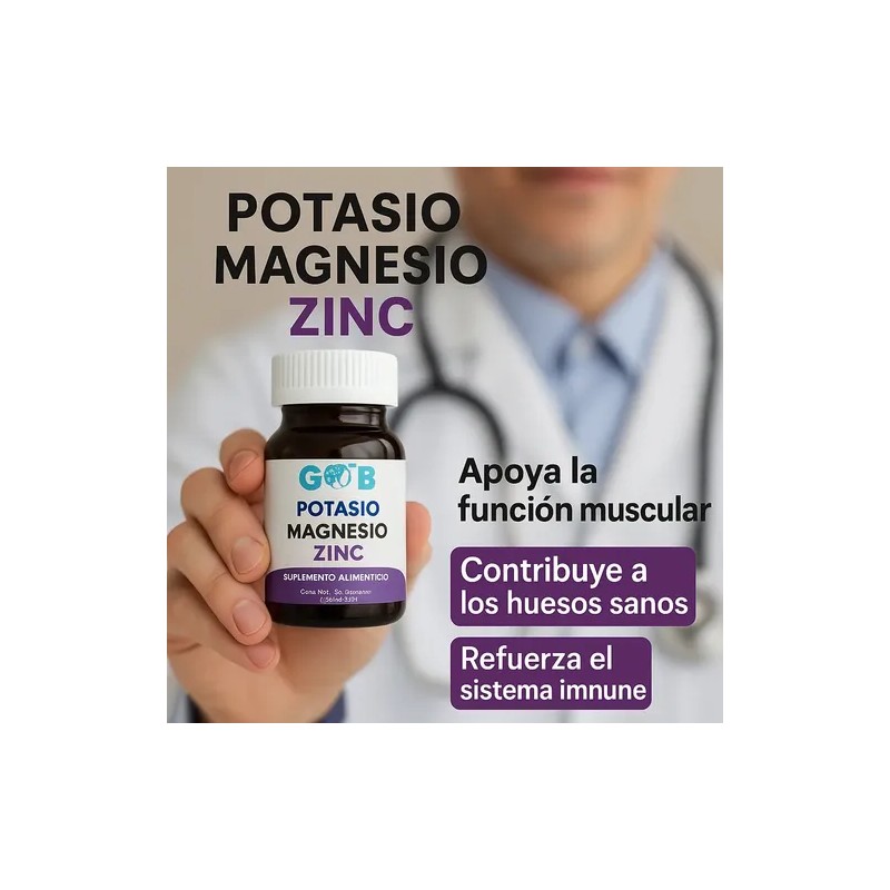 Potasio, Magnesio, Zinc - Go3b - 60 Cápsulas - Suplemento