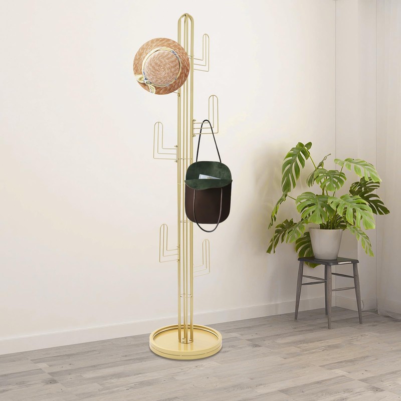 WsrrLun Freestanding Coat Rack, Cactus Shape Clothing Stand with 6