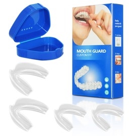 Jomdjmskes 4 Pcs Knirscherschiene für Nacht, 2 Größen Schnarchschiene, Unisex Formbare Mundschutz zum Zähneknirschen, Schnarchstopper, Zahnschiene Knirschen, Beißschiene, Aufbissschiene für Nacht