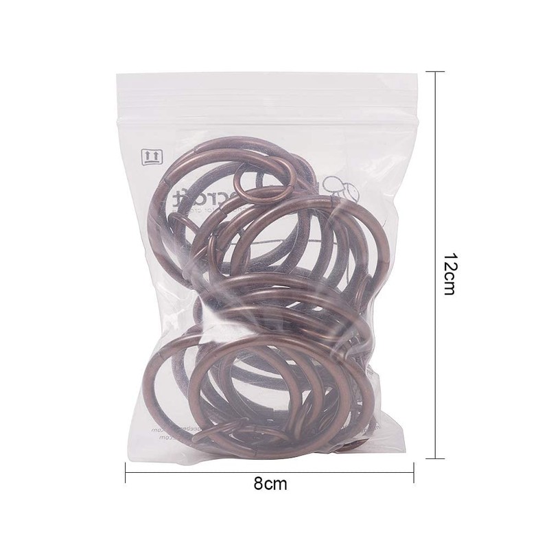 INCREWAYカーテンリング、38mm内径ラウンドカーテンリングフックピン、16個入、レッドブロンズ