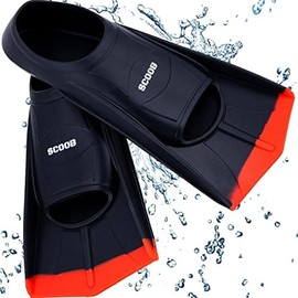 Swimming Training Fins Swim Flippers Travel Size Short Blade For Snorkeling Diving Pool Activities. Open Water Equipment for Men, Women & Children New Bright Colours + Mesh Bag (39-41 L, black-red)
