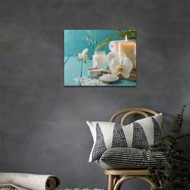 Gyeong Bathroom Spa Wall Art Zen Meditation Wall Decor Teal Relax Calm Canvas Print Painting Artwork Home Decorations for Yoga Spiritual Room Spa Treatment Room 16"x12"