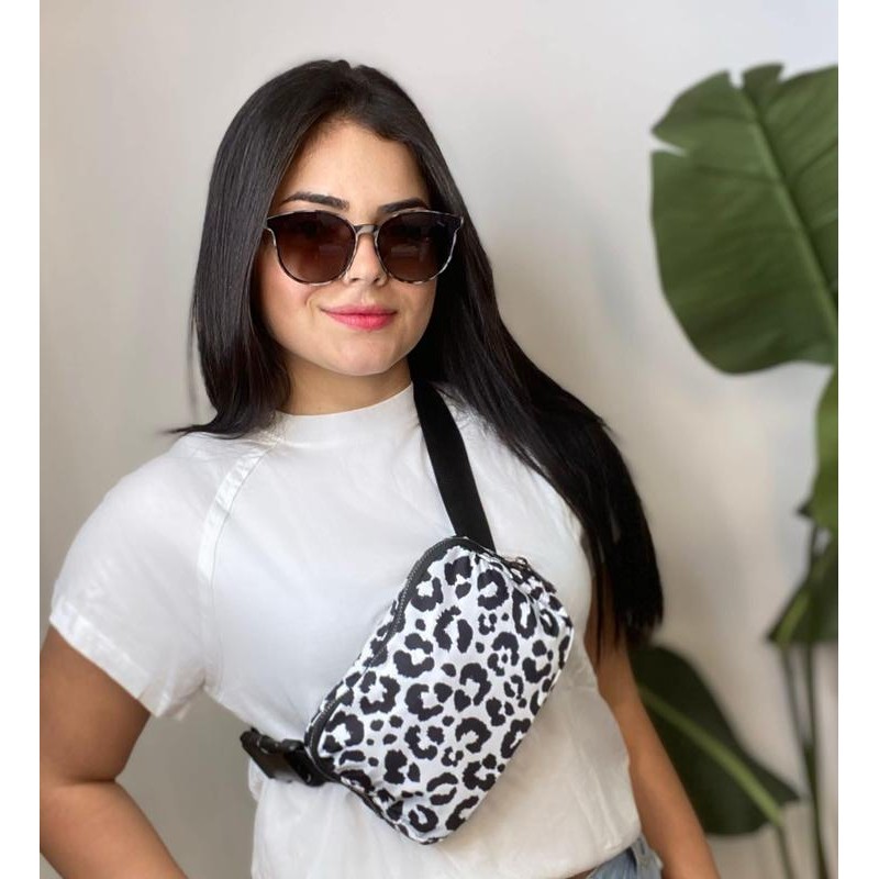 Original 50" Long Strap Iris Crossbody Bag:_Moo print (black/white)