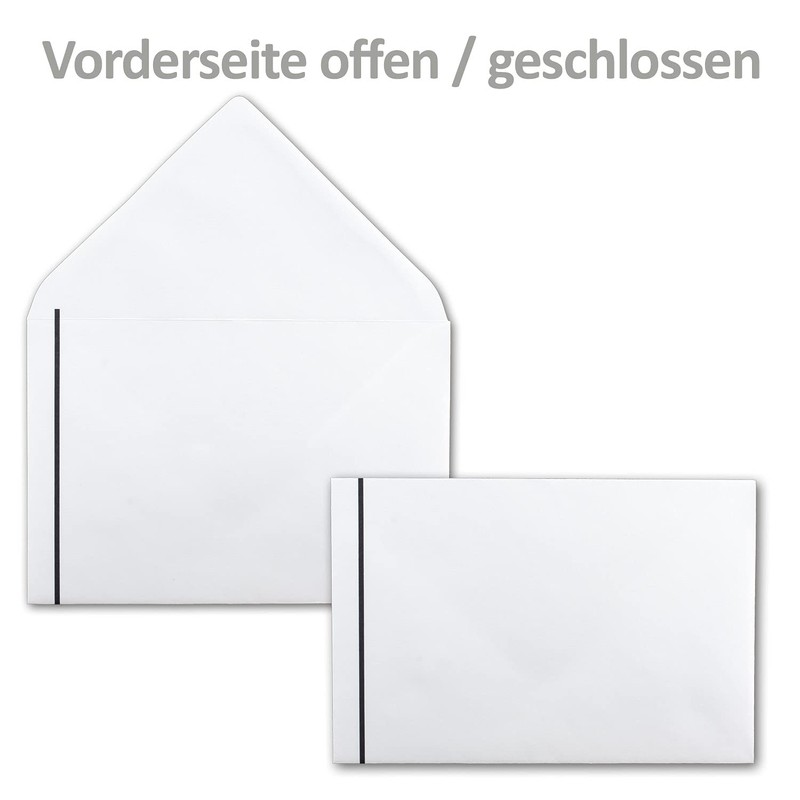 White mourning envelopes with black mourning line - 25 pieces