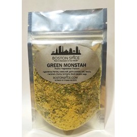 Boston Spice Green Monstah Monster Handmade Gourmet Herbal Seasoning Blend For Popcorn Poultry Roasted Vegetables Potato Bakes Grilled Smoker Chicken Turkey Dips 1 Cup 4.9oz/139g