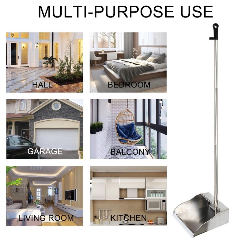 Stainless Steel Dustpan Metal Dustpan with Handle Heavy Duty Dust