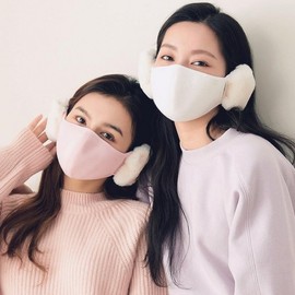 Rabbit fur earplug mask, winter mask, earplug, winter mask gray 5ea