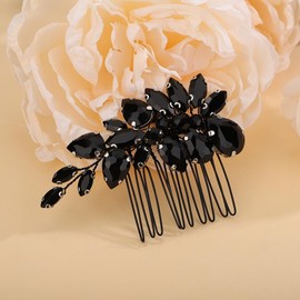 Rumtock Black Hair Comb for Wedding Brides Bridesmaid Women Girls Handmade Hair Accessories Side Headpiece (Black)