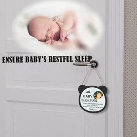 Baby Is Sleeping Sign, Shh Baby Sleeping Sign for Front Door,Wooden Double Sided Hanging Signs for Nursery Infants School Kindergarten & for New Mom New Born Gifts