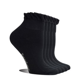 Yomandamor Women's Socks, 6 Pairs Ankle, Lace, Ruffle, No Tightening, 8.7 - 10.2 inches (22 - 26 cm)