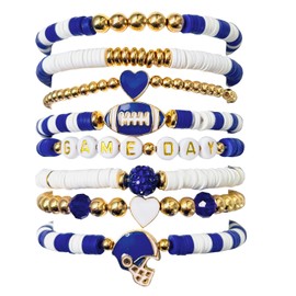 8 Pack Football Stackable Clay Beaded Bracelets for Women - Adjustable Copper Sports Jewelry Gifts for Soccer Fans-rugby bracelet