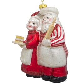 BestPysanky Mr. and Mrs. Claus Baking Glass Christmas Ornament