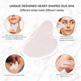 Jade Gua Sha Face Roller Skin Care Facial Massager Tool Set - Perfect Self-Care Beauty Instrument Women (Pink)