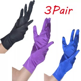 Unbranded 3 Pairs Wrist Length Gloves Women Short Satin Opera Short Gloves Wedding Party