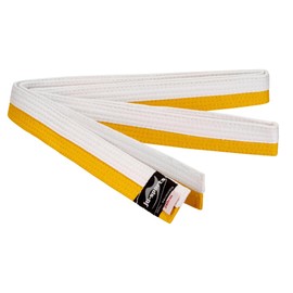 Ju-Sports Budo Belt – White/Yellow, Cotton I Martial Arts Belt for Budo Sports, Judo, Karate and Much More I Approx. 4 cm Wide Martial Arts Belt I 220 cm