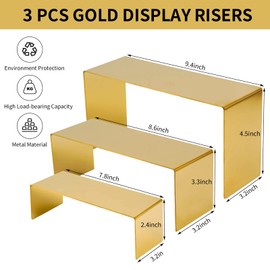 KMtilsh Bag Display Stand Set 3, Gold Purse Display ,Stainless Steel Heavy Duty Handbag Display Stand Shoe Rack For Wallets, Bags, Shoes, Perfume, Jewelry – Boutique & Retail Countertop Display