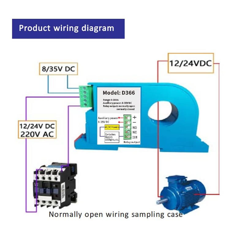 DC Current Sensing Relay Switch 0-300A Amp Sensor Monitoring Relay