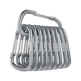 pullther Pack of 10 Aluminium Carabiner Hooks, 56 mm / 2.2 Inch Carabiner Large, Corrosion-Resistant D-Ring Carabiner Hook Key Ring for Outdoor Sports, Hiking, Camping,