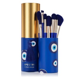 Spectrum 10 Piece Evil Eye Makeup Brush Set | Professional Brushes for Foundation, Cheeks, Concealer, Powder, Eyes, Lips & Brows
