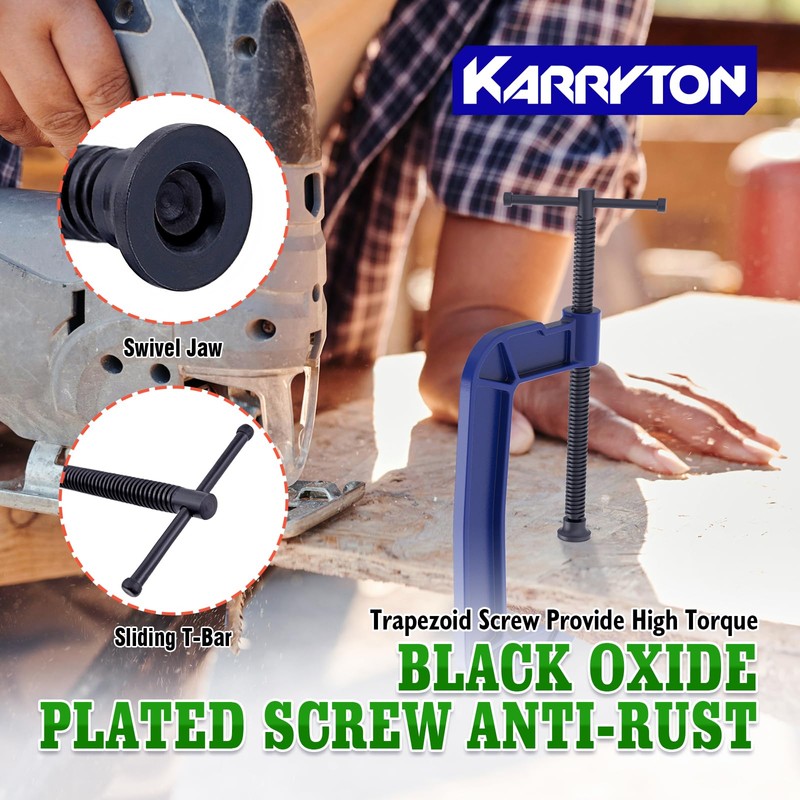 KARRYTON C Clamps set(4"+6"+8"), Large Deep Throat Ductile Iron C-Clamp