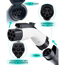 Homtronics 2025 Actualizado para Adaptador BYD Tipo 1 a GBT (Autos con Conector de China como BYD, JAC, Geely), Adaptador Type1 J1772 a GB/T, Accesorios para Auto BYD, Accesorios de Coche Eléctrico