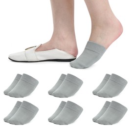 bysock Women's Toe Socks for Mules Half Socks Toe Toppers Liner No Show Invisible Non-slip Toe Covers 6/8 Pairs, 6 Pairs Grey, One Size