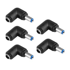 helpers lab DC Connector Angle, 5 Pieces Angle Plug, Male to Female, 5.5 mm x 2.1 mm, Right Angled, 90 Degree Angle