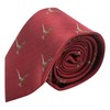 King & Priory Burgundy Red Herringbone Embroidered Pheasant Tie