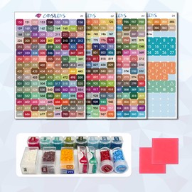 Carsilers Label Stickers for Diamond Art Storage Kits Boxes,576 Color Number Letters Symbols Stickers，Cross Stitch Supplies Diamond Painting Accessories with Blank Label and Wax，Square（1 Set）
