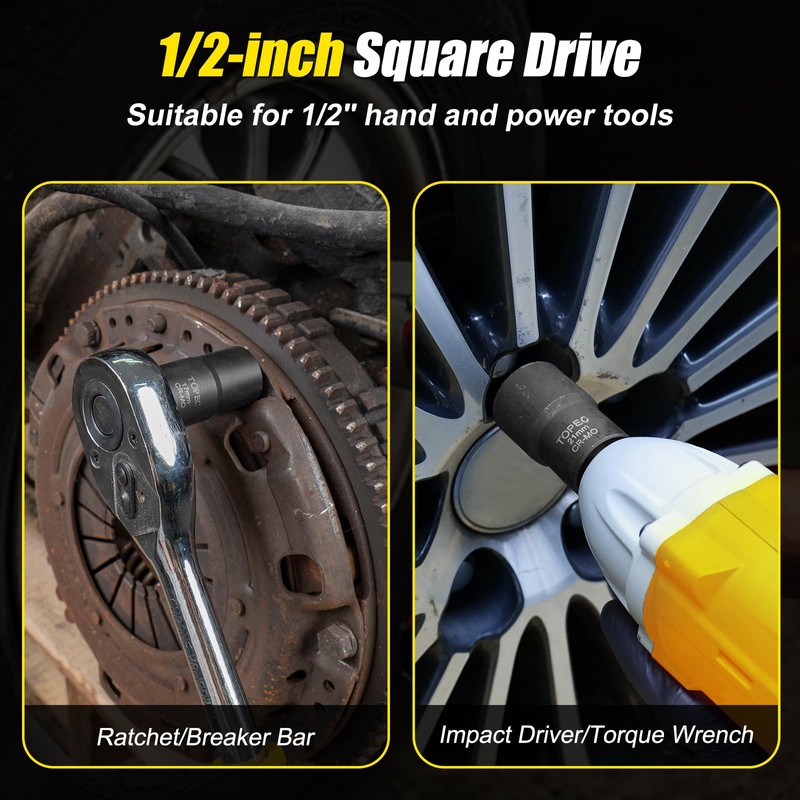 Topec 6PCS Lug Nut Removal Tool, 1/2-Inch Drive Wheel Lock