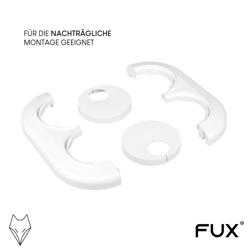 FUX Double Radiator Pipe Covers, Variable Pipe spacing, Hole Ø: