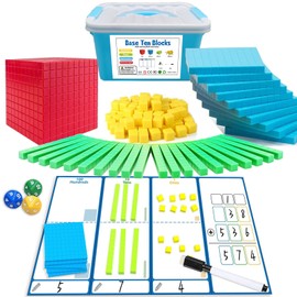 JUGGPENG Base Ten Blocks for Math, Place Value Blocks, Base 10 Math Manipulatives for Kids, Plastic Math Cubes, Number Blocks, Math Counting Cubes for Kindergarten 1st-3rd Grade, 137 Pcs