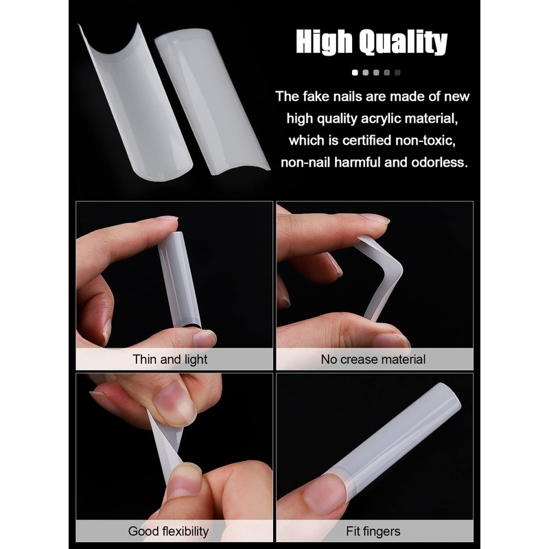 EBANKU Pack of 500 Clear False Nails Tips, Extra Long