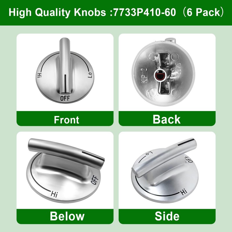 WUVYFWN 6Pcs Upgraded 7733P410-60 Surface Burner Knob,Gas Stove knobs Replacement